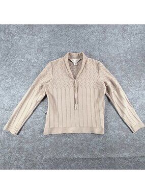 Vintage Franco Verdi Pullover Sweater Womens Oatmeal Workers Union Shawl Collar